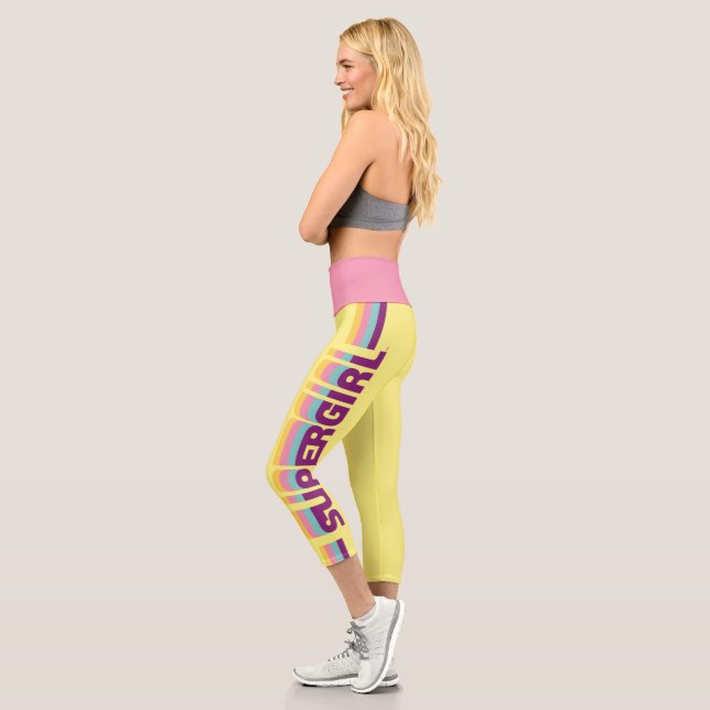 Supergirl Retro Colorshift Graphic Capri Leggings (Left)