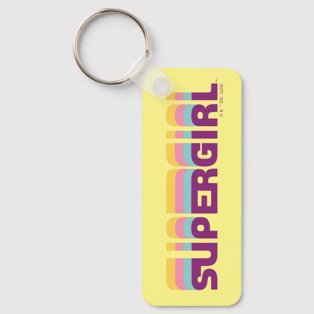 Supergirl Retro Colorshift Graphic Keychain (Front)