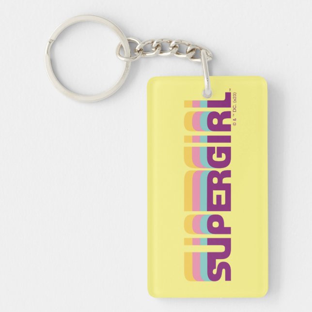 Supergirl Retro Colorshift Graphic Keychain (Front)