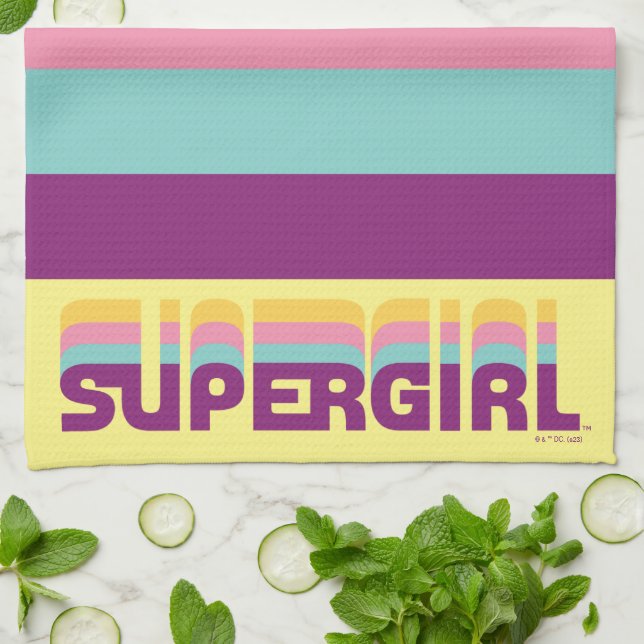 Supergirl Retro Colorshift Graphic Kitchen Towel (Folded)