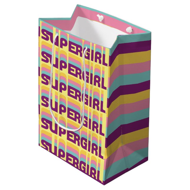 Supergirl Retro Colorshift Graphic Medium Gift Bag (Front Angled)
