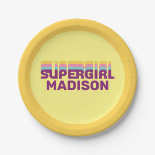 Supergirl Retro Colorshift Graphic Paper Plate