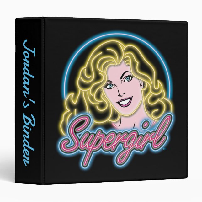 Supergirl Retro Neon Lights Graphic Binder (Front/Spine)