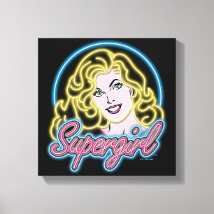 Supergirl Retro Neon Lights Graphic Canvas Print