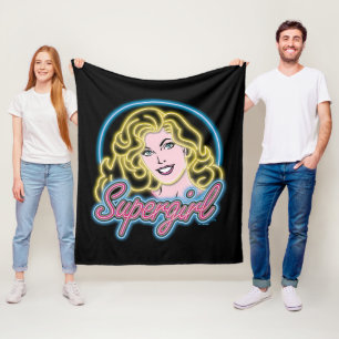 Supergirl Retro Neon Lights Graphic Fleece Blanket
