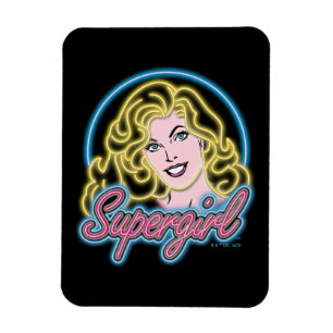 Supergirl Retro Neon Lights Graphic Magnet