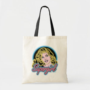 Supergirl Retro Neon Lights Graphic Tote Bag