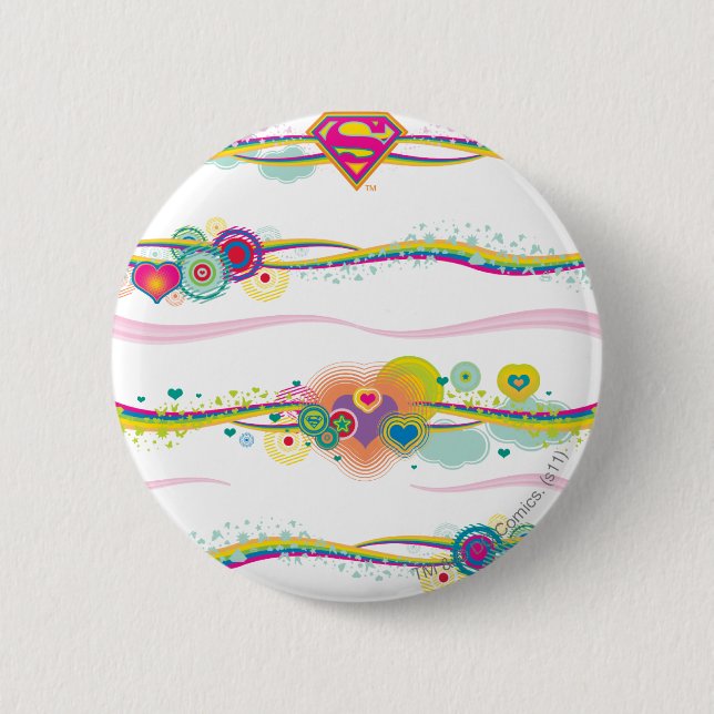 Supergirl Retro Rainbow 2 Inch Round Button (Front)