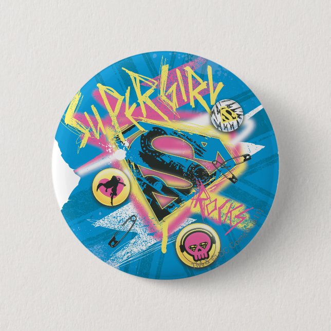 Supergirl Rocks 2 Inch Round Button (Front)