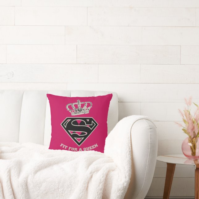 Supergirl S-Shield "Fit For A Queen" Throw Pillow (Couch)