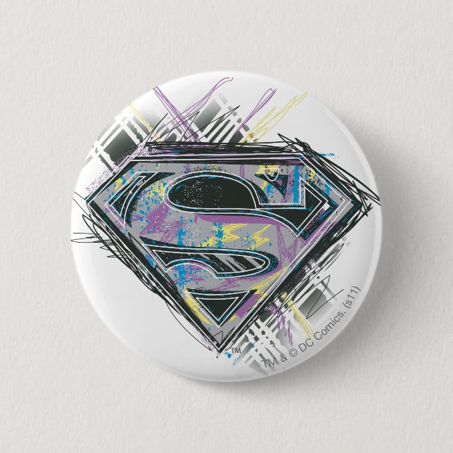 Supergirl Scribbles Logo 2 Inch Round Button (Front)