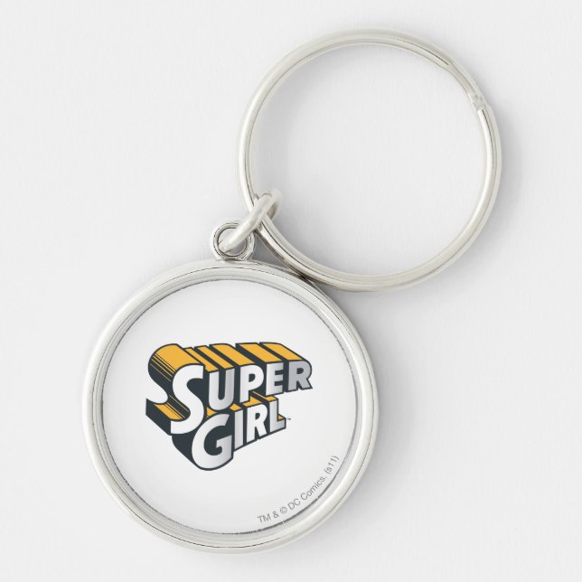 Supergirl Silver and Orange Logo Keychain (Front)