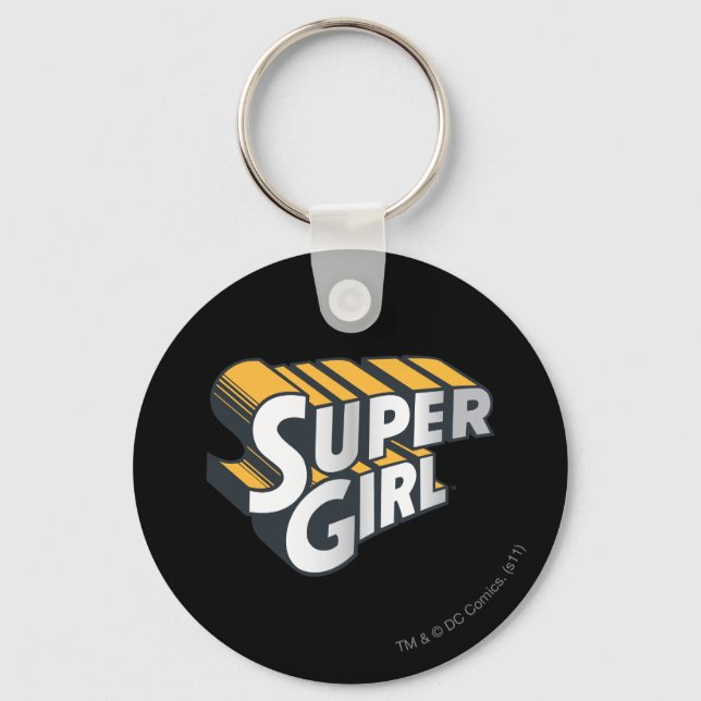 Supergirl Silver and Orange Logo Keychain (Front)
