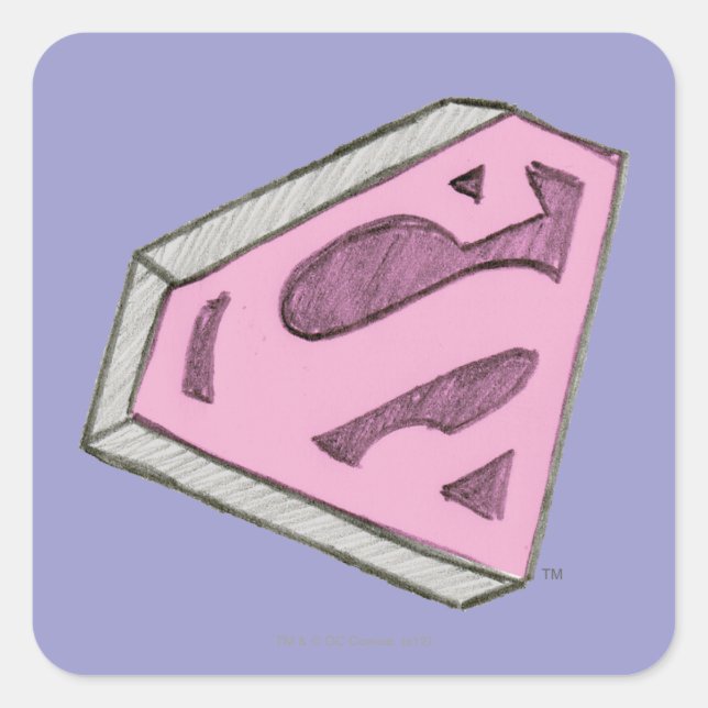 Supergirl Sketched Pink Logo Square Sticker (Front)