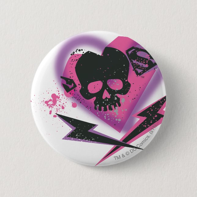 Supergirl Skulls and Lightning 2 Inch Round Button (Front)