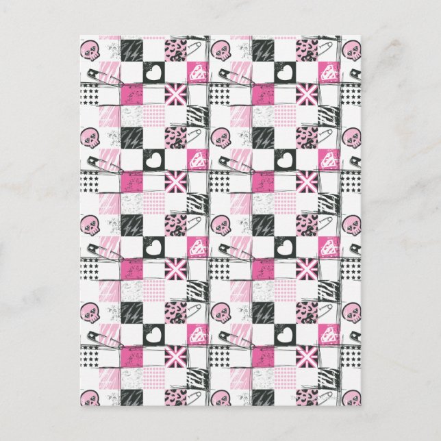 Supergirl Skulls and Pins Pattern Postcard (Front)