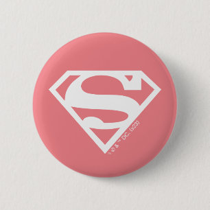 Supergirl Solid S-Shield 2 Inch Round Button