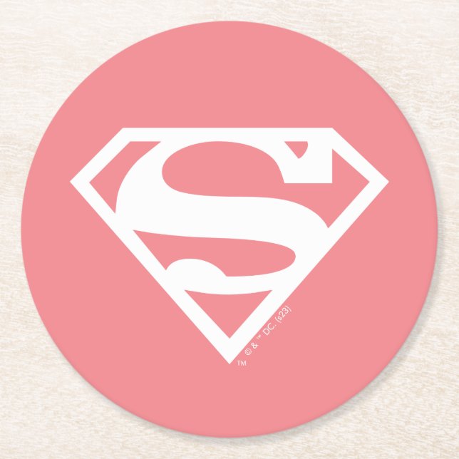 Supergirl Solid S-Shield Round Paper Coaster (Front)