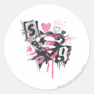 Supergirl Spills and Scribbles Collage Classic Round Sticker