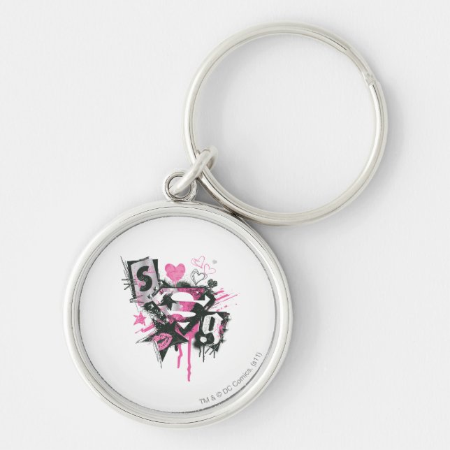 Supergirl Spills and Scribbles Collage Keychain (Front)