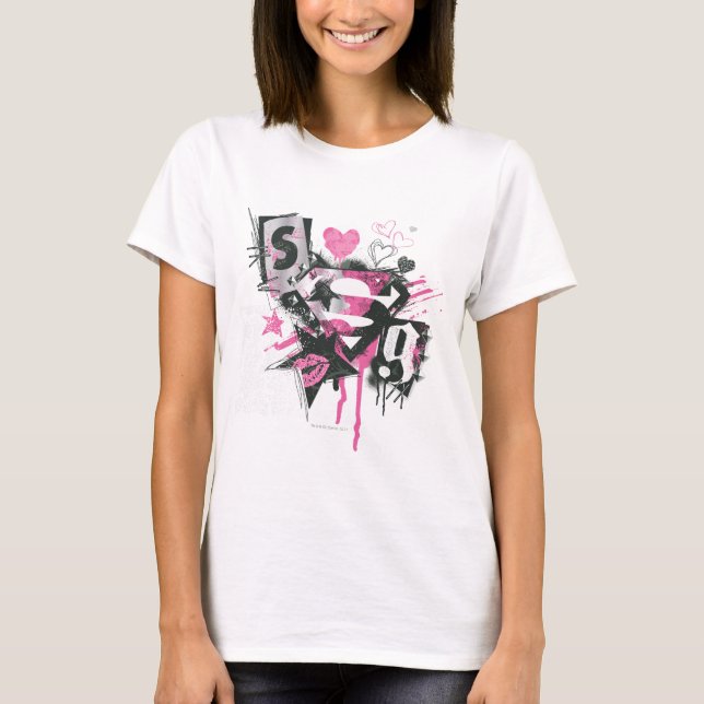 Supergirl Spills and Scribbles Collage T-Shirt (Front)