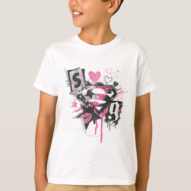 Supergirl Spills and Scribbles Collage T-Shirt (Front)