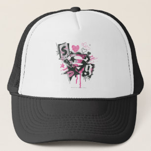 Supergirl Spills and Scribbles Collage Trucker Hat
