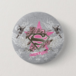 Supergirl Star and Roses 2 Inch Round Button
