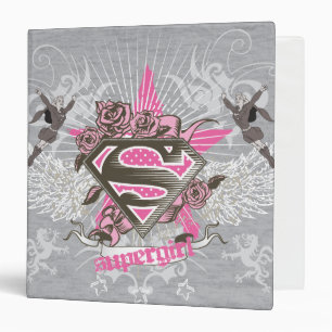 Supergirl Star and Roses Binder