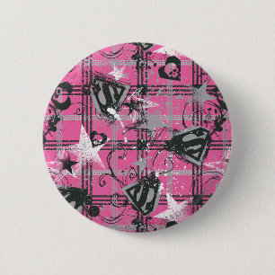 Supergirl Stars and Skulls Pattern 2 Inch Round Button