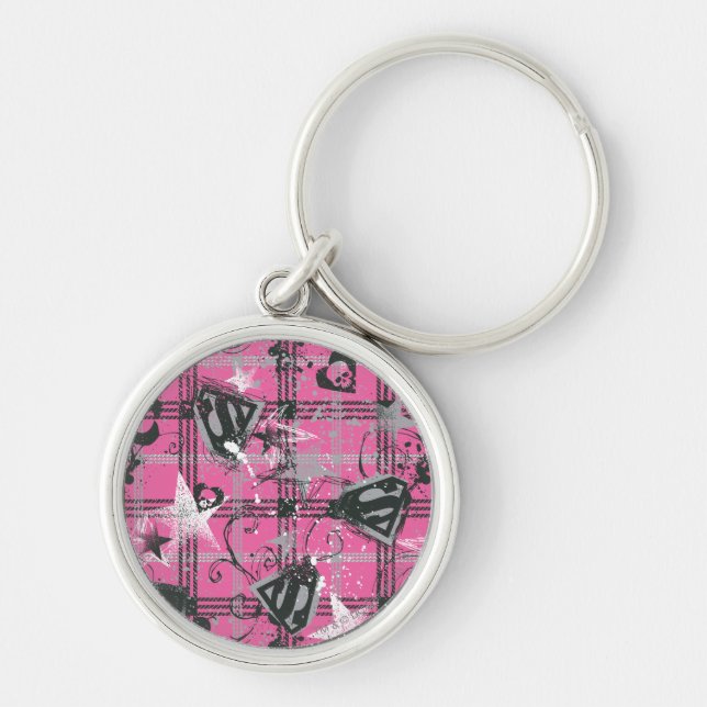 Supergirl Stars and Skulls Pattern Keychain (Front)