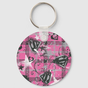 Supergirl Stars and Skulls Pattern Keychain