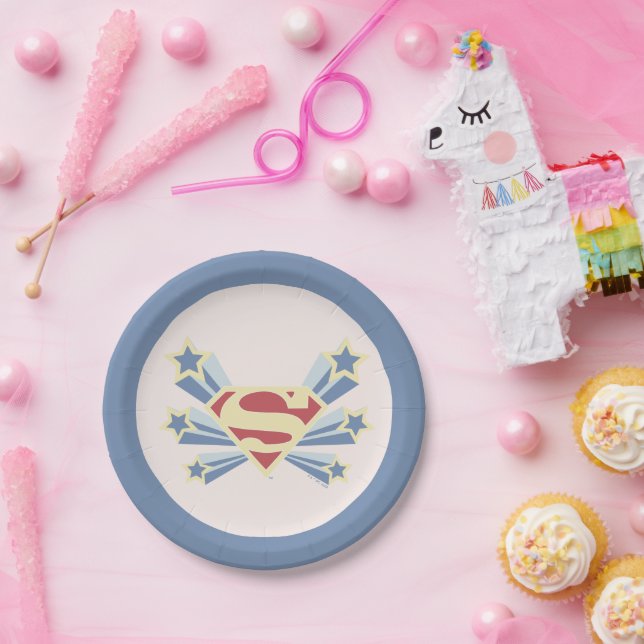 Supergirl Stars S-Shield Paper Plate (Party)