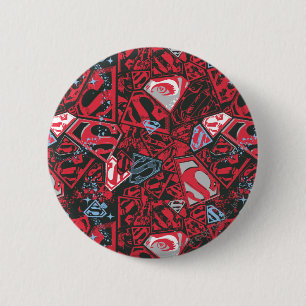 Supergirl Stary Red Pattern 2 Inch Round Button