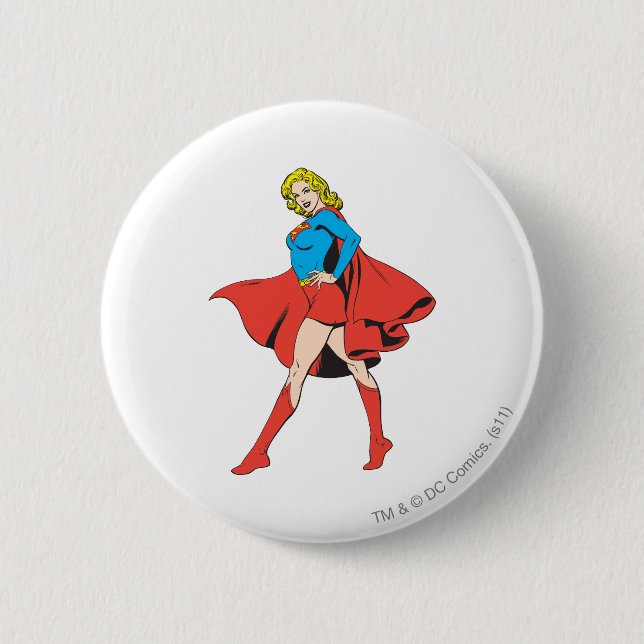 Supergirl Strikes a Pose 2 Inch Round Button (Front)