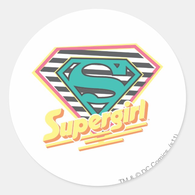 Supergirl Striped Logo Classic Round Sticker (Front)