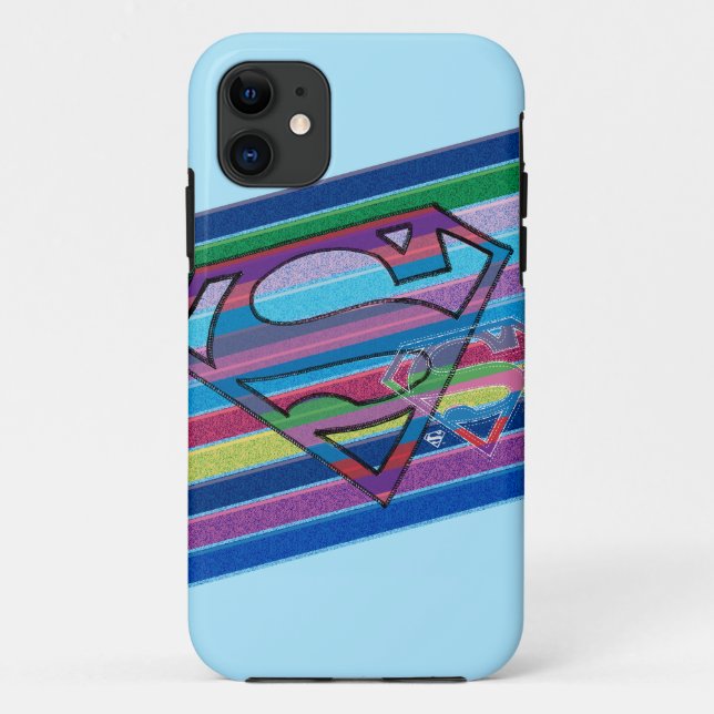Supergirl Striped Rainbow Logo Case-Mate iPhone Case (Back)