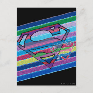 Supergirl Striped Rainbow Logo Postcard
