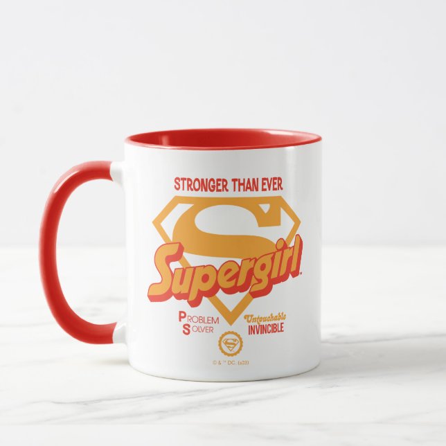 Supergirl Stronger Than Ever Retro Graphic Mug (Left)