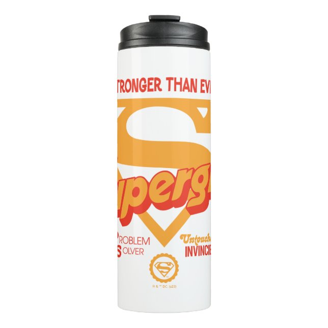Supergirl Stronger Than Ever Retro Graphic Thermal Tumbler (Front)