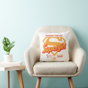 Supergirl Stronger Than Ever Retro Graphic Throw Pillow