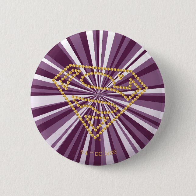 Supergirl Studded S-Shield 2 Inch Round Button (Front)