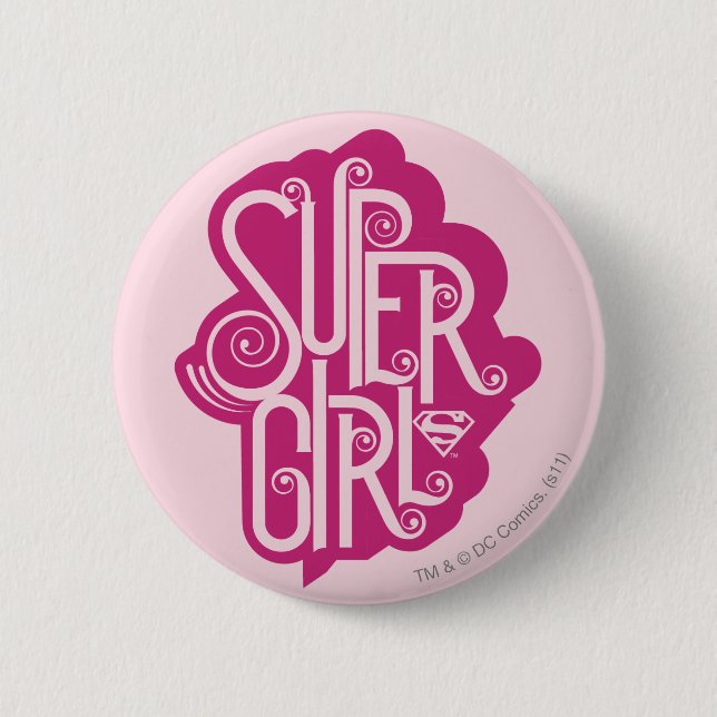 Supergirl Swirl 1 2 Inch Round Button (Front)