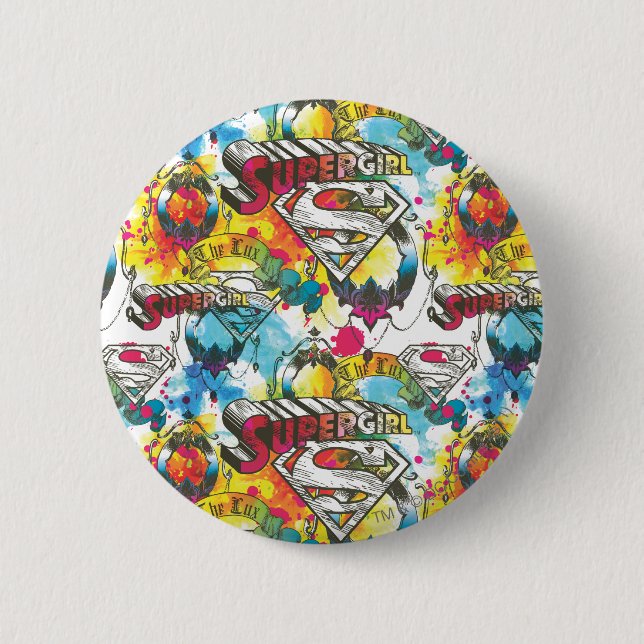 Supergirl The Lux Pattern 2 Inch Round Button (Front)