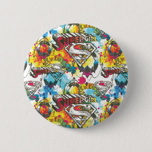 Supergirl The Lux Pattern 2 Inch Round Button