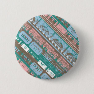 Supergirl Ticket Pattern Blue 2 Inch Round Button