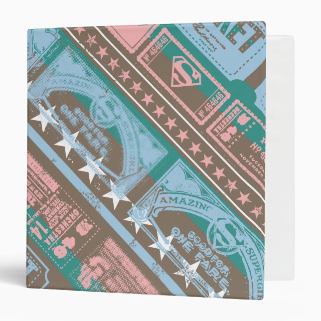 Supergirl Ticket Pattern Blue Binder (Front/Inside)