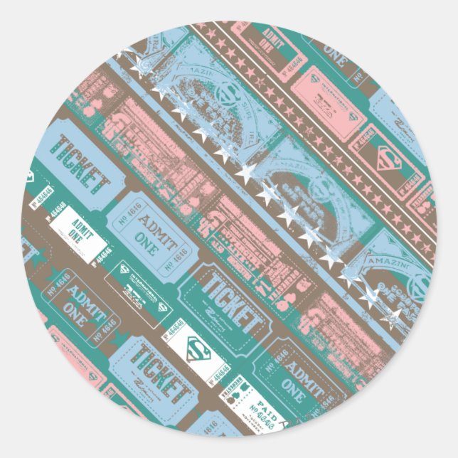 Supergirl Ticket Pattern Blue Classic Round Sticker (Front)