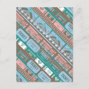 Supergirl Ticket Pattern Blue Postcard