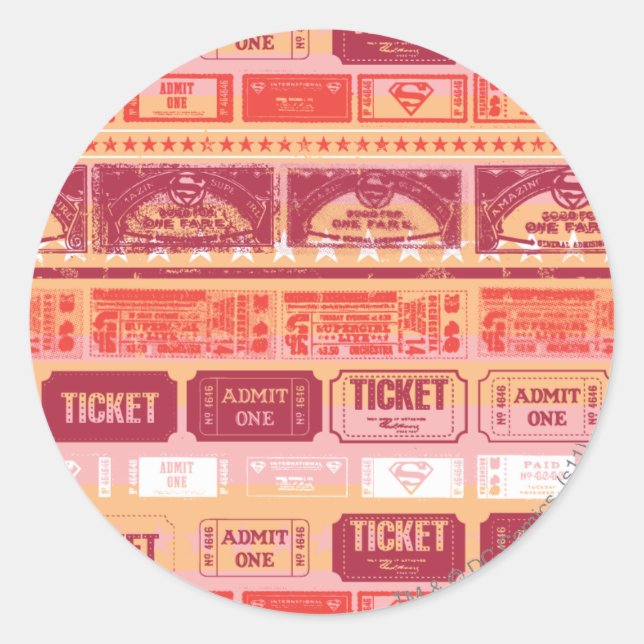 Supergirl Ticket Pattern Orange Classic Round Sticker (Front)